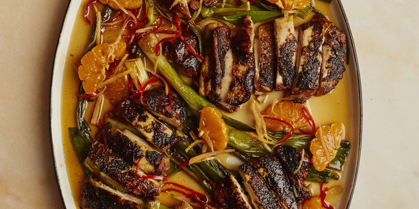 Blackened Chicken with Caramel and Clementine Dressing Recipe - Great British Chefs