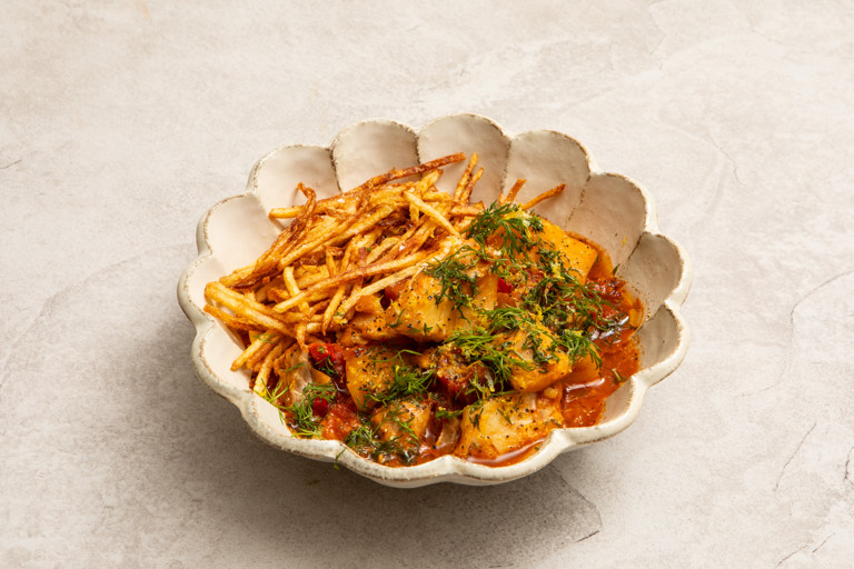 Basque fish stew with potatoes and peppers