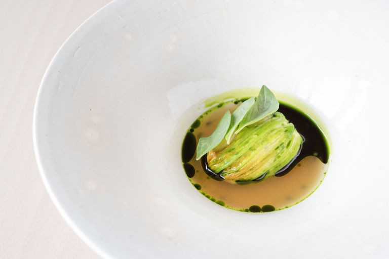 Crab, Courgette Flower, Dubu, Sesame and Pine Nut Recipe Great