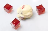 Port and claret jelly with tutti-frutti ice cream