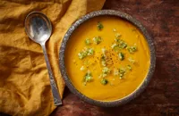 Sweet potato, ginger and spring onion soup
