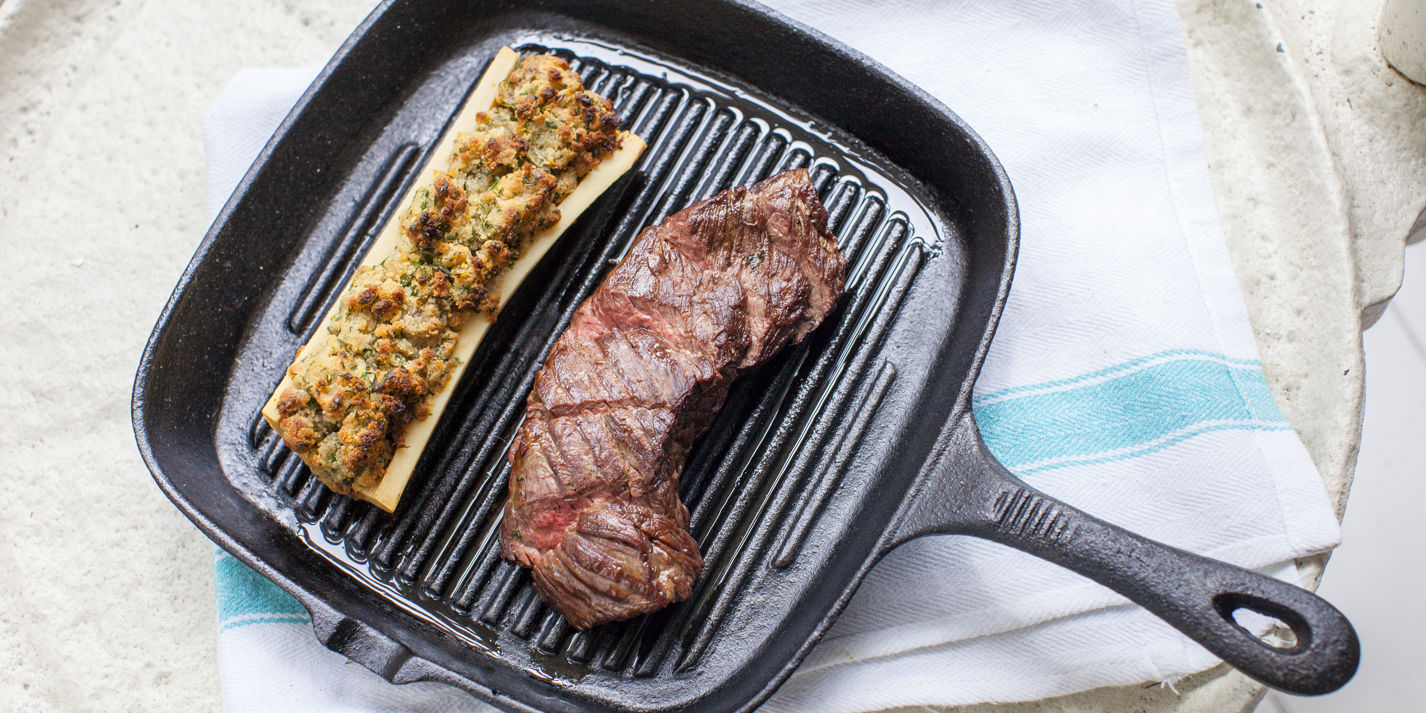 Hanger Steak Recipe with Baked Bone Marrow - Great British Chefs
