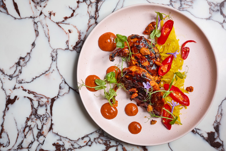 Barbecued imli chicken with harissa