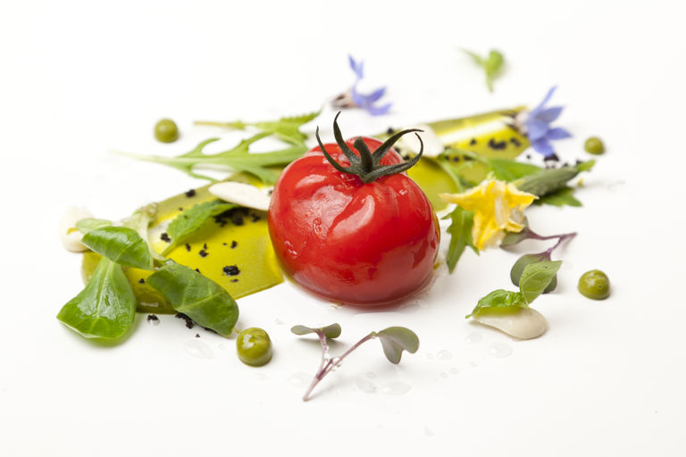 Tomato gazpacho and garden salad
