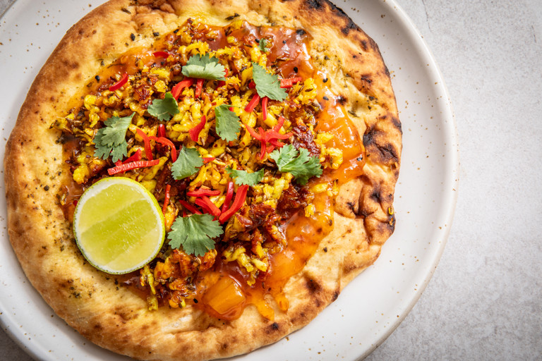 Paneer and mango chutney naans