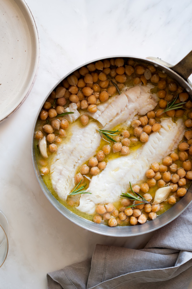 Poached Cod with Chickpeas Recipe - Great Italian Chefs