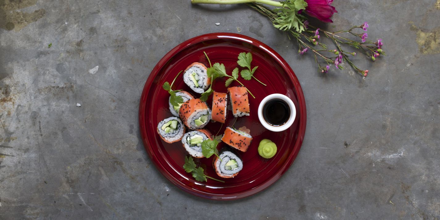 Smoked salmon and avocado nori rolls