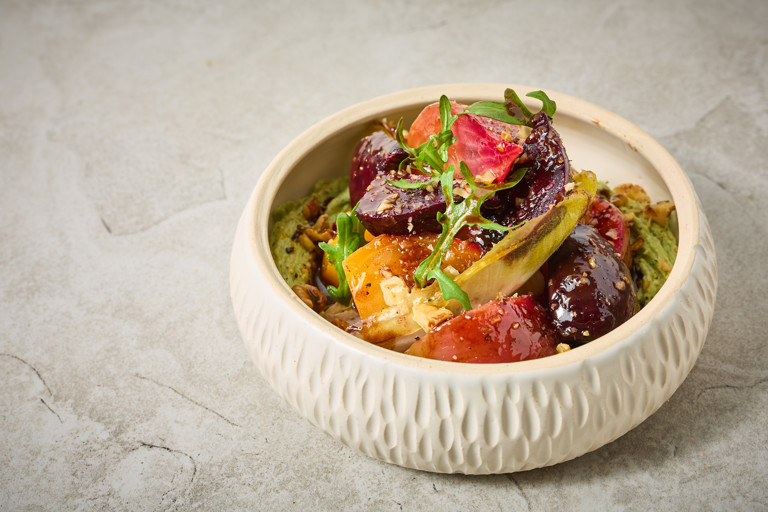 Roasted beetroot salad with chilli chocolate vinaigrette