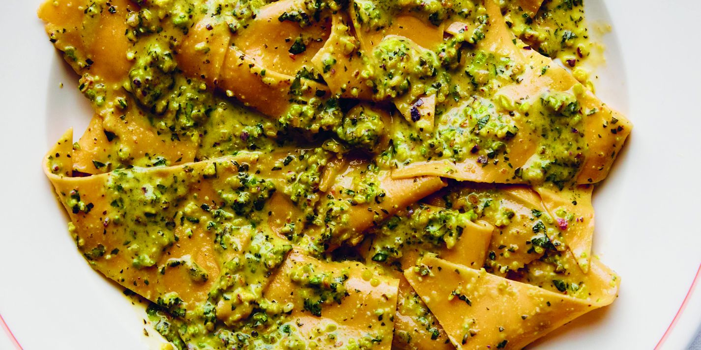 Stracci with Pistachio, Mint and Basil Pesto Recipe - Great British Chefs