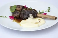 Coffee-marinated veal rib with creamed potatoes