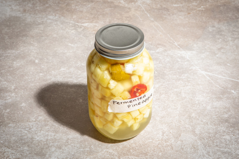 Fermented pineapple with scotch bonnet, garlic and lime