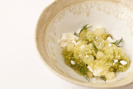 Frozen maple with shiso and green apple
