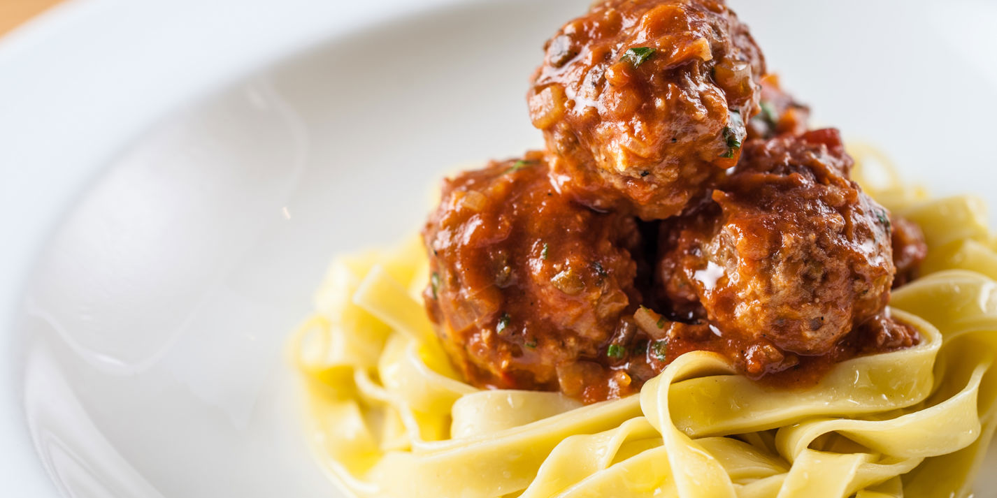 Pork meatballs with tagliatelle