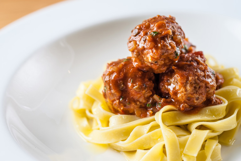 Pork meatballs with tagliatelle