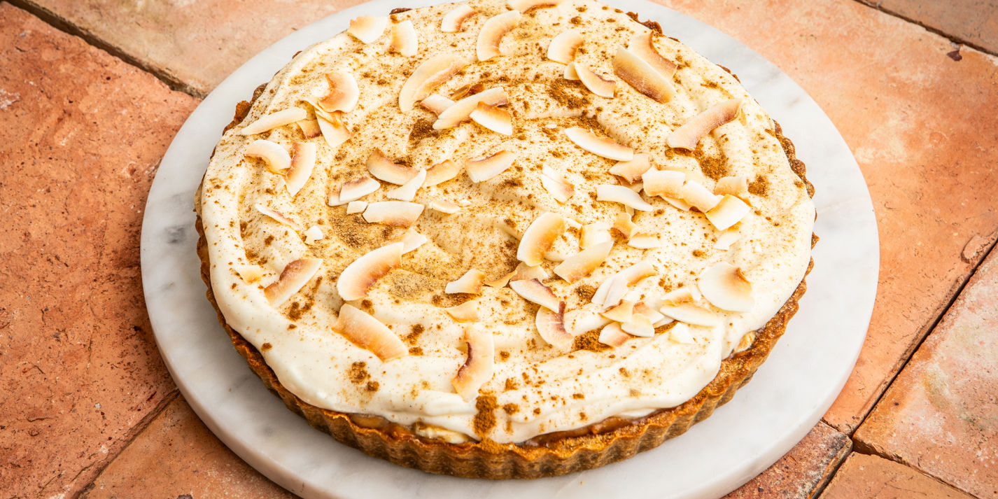 Brown Sugar Tart with Sweet Potato Caramel, Banana, and Whipped Coconut Cream Recipe - Great British
