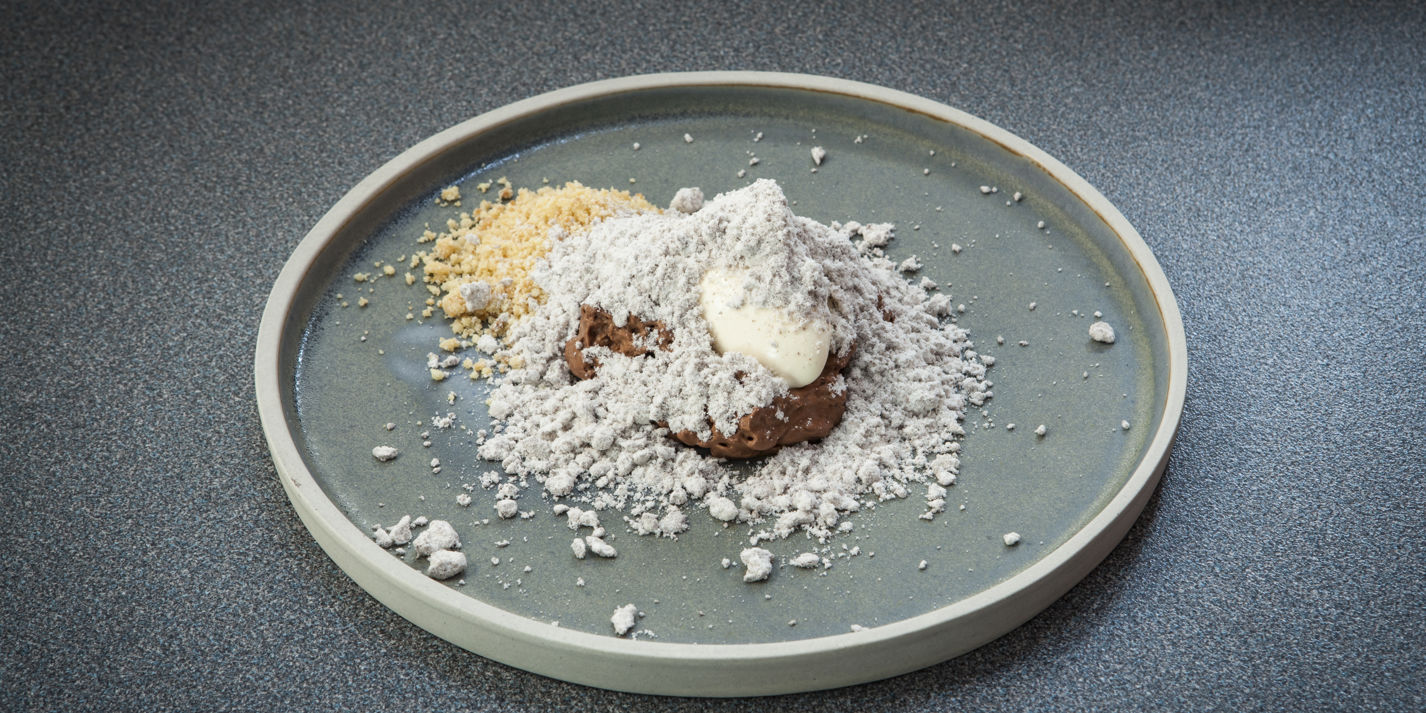 Sea Salt Ice Cream with Lemon Curd, Chocolate and Almonds Recipe - Great British Chefs