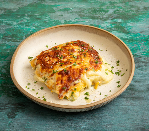 Aligot, spinach and Roquefort lasagne