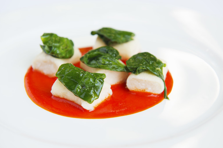 Ricotta, pepper and spinach gnocchi
