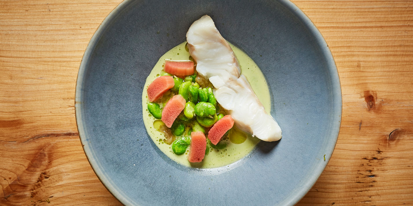 Cod and Broad Beans with Lemon Verbena Sauce Recipe - Great British Chefs