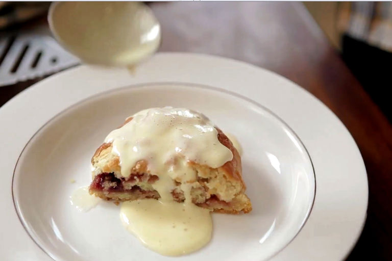 Jam roly poly with a2 Milk custard