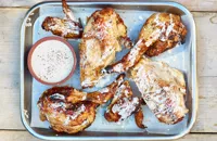 Barbecued chicken with Alabama white sauce