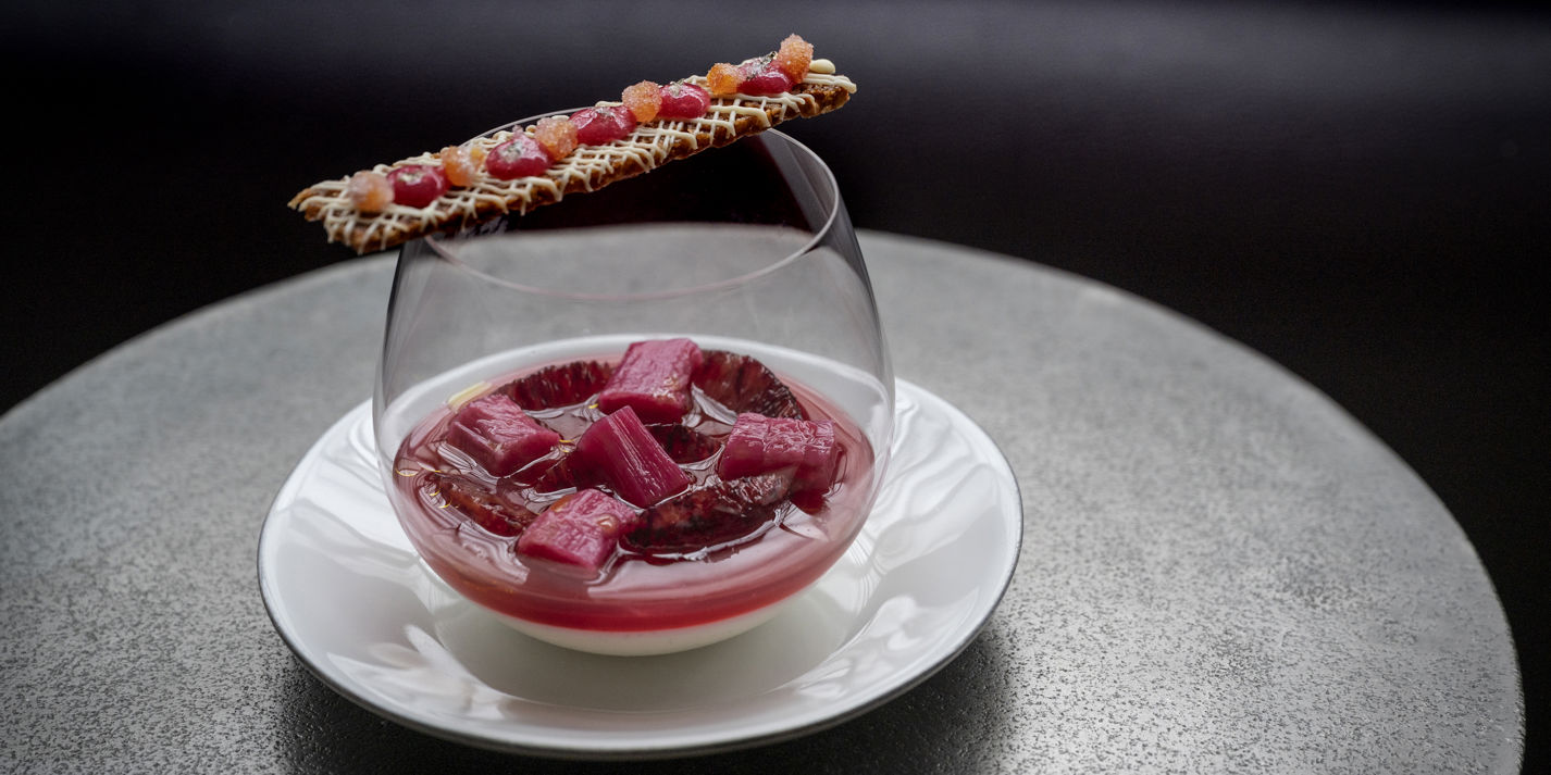Poached Rhubarb with Blood Orange and White Chocolate Recipe - Great British Chefs