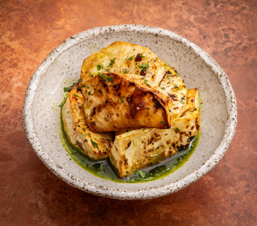 Confit celeriac with parsley oil