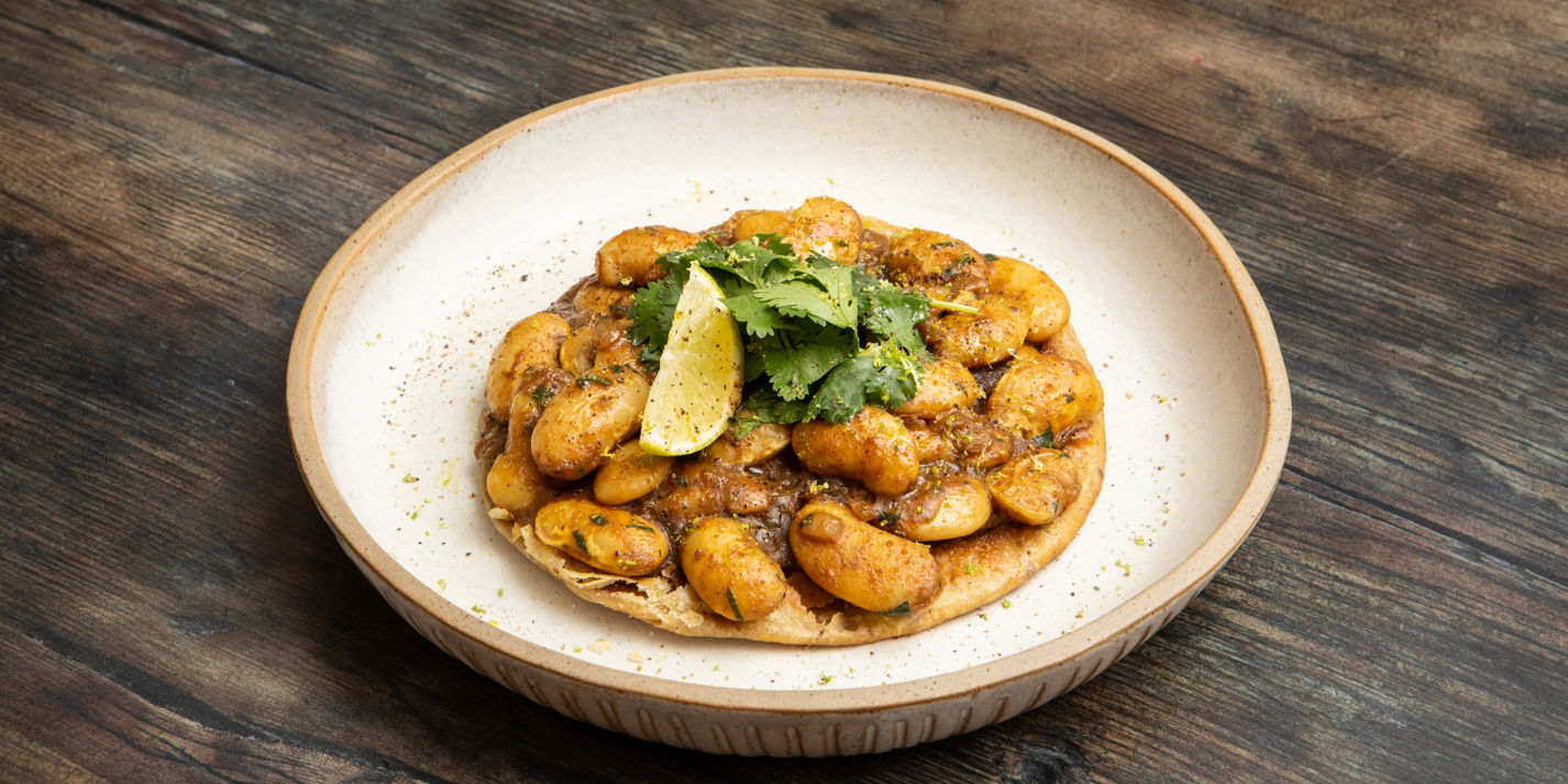Coconutty Butter Beans with Ras El Hanout Flatbreads Recipe - Great British Chefs