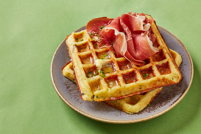 Cheddar and chive waffles