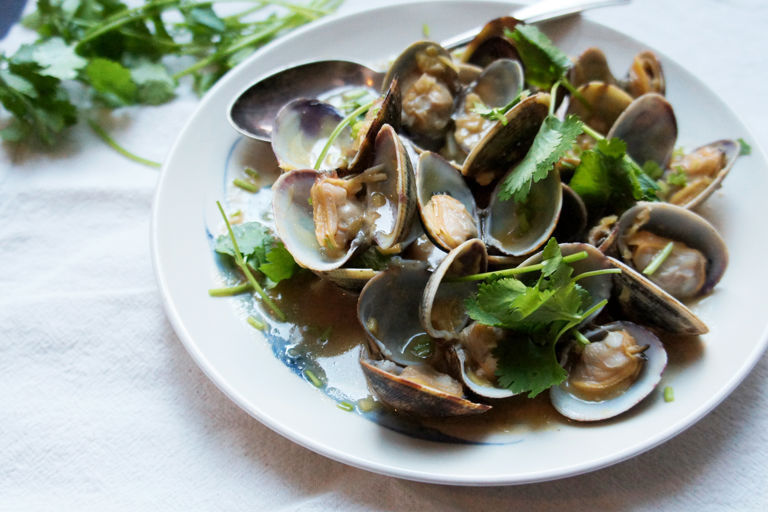 Steamed clams with miso and rice wine