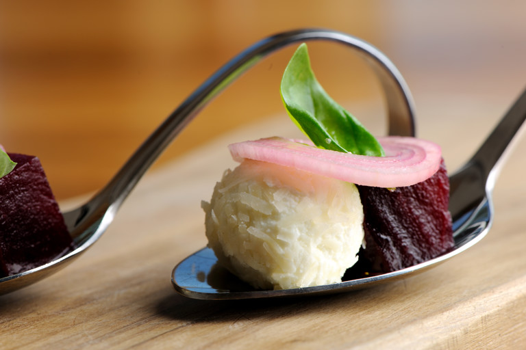 Pickled beetroot and sheep's cheese salad