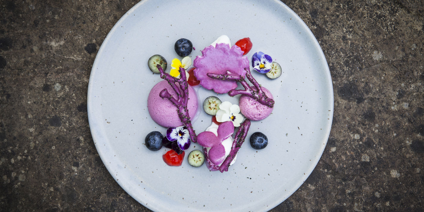 Violet Parfait with Blueberries and Lemon Thyme Sorbet Recipe - Great British Chefs
