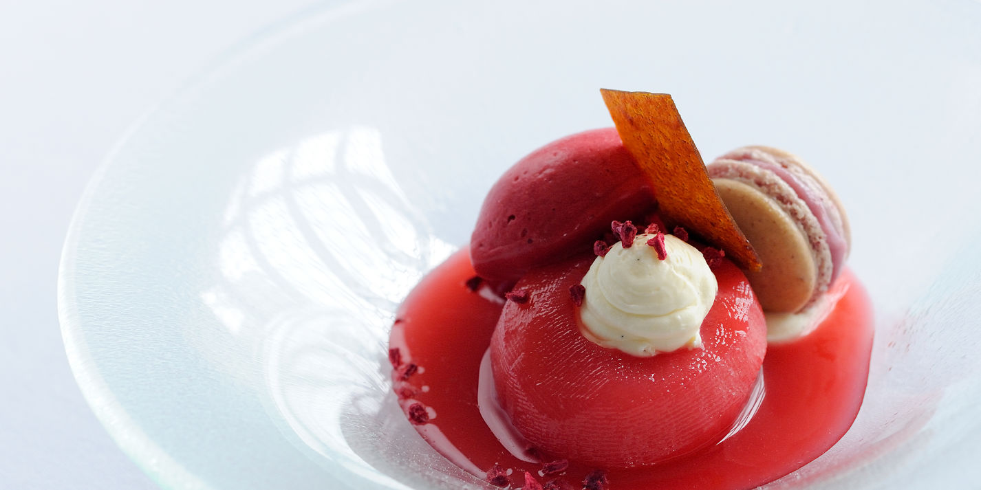 Peach Melba with Vanilla Mousse - Great British Chefs