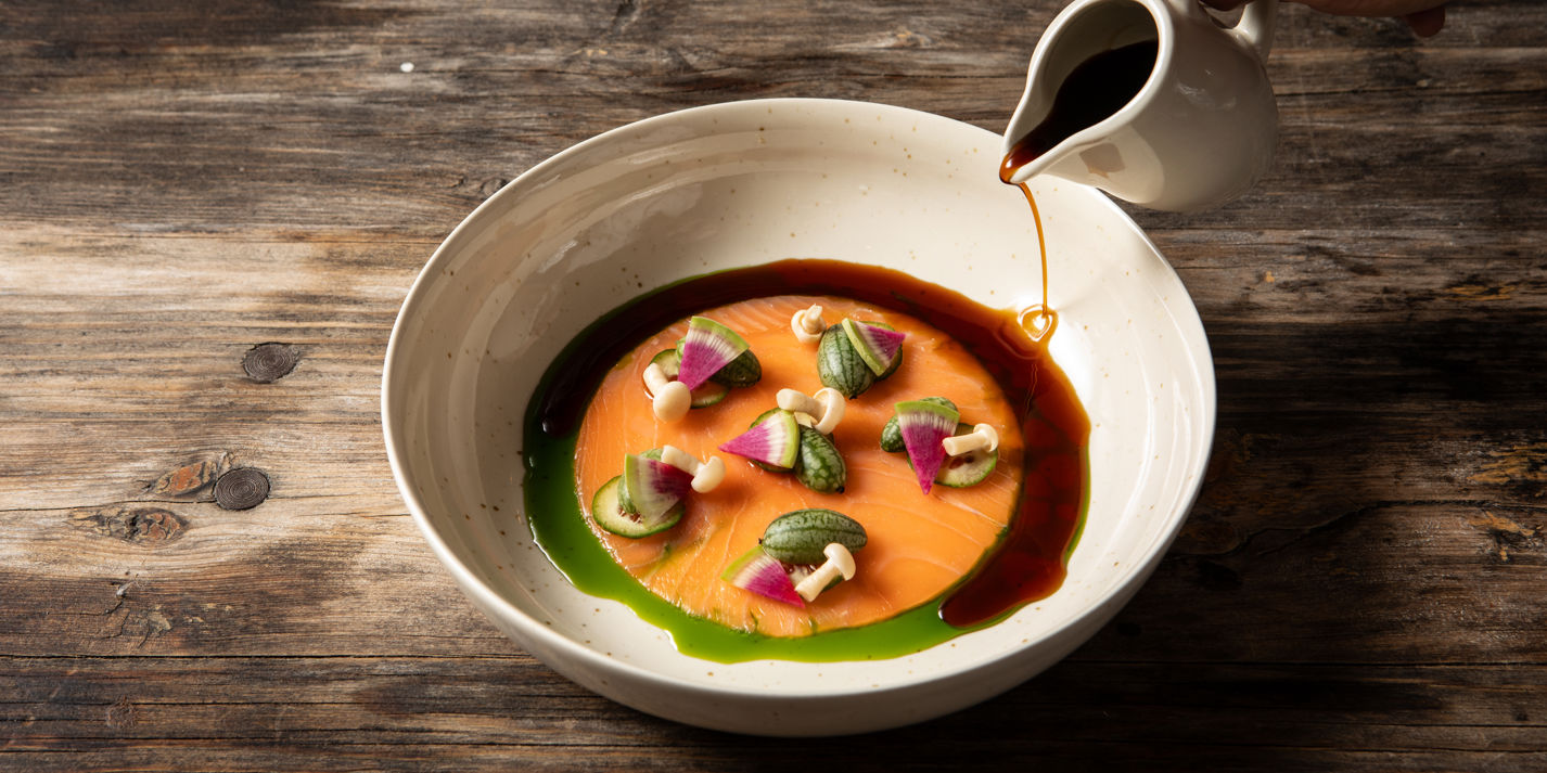 Chalk Stream Trout Carpaccio with Calamansi Sauce Recipe - Great British Chefs
