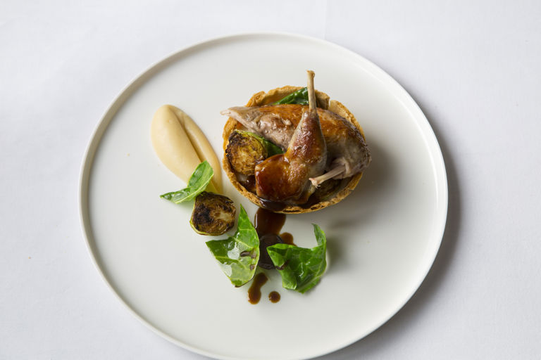 Partridge, spiced quince, parsnip tart and mulled juices