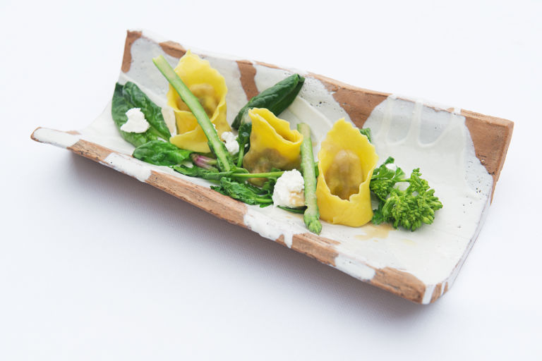 Tortellini with ricotta, Mediterranean herbs and spring vegetables