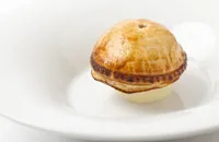 English quail and truffle pie with buttered kohlrabi 