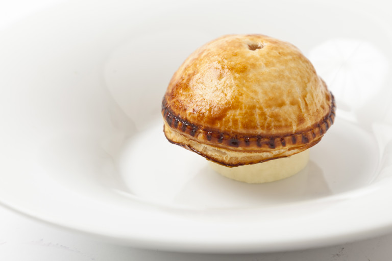 English quail and truffle pie with buttered kohlrabi 