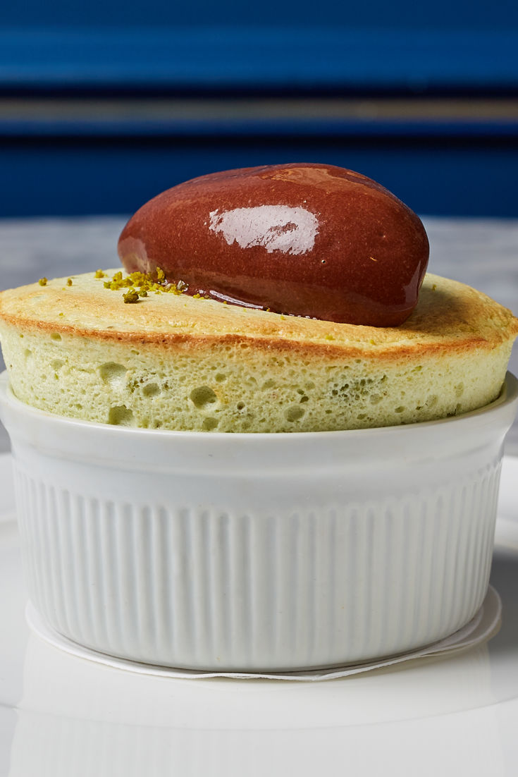 Pistachio Soufflé with Chocolate Sorbet Recipe Great British Chefs