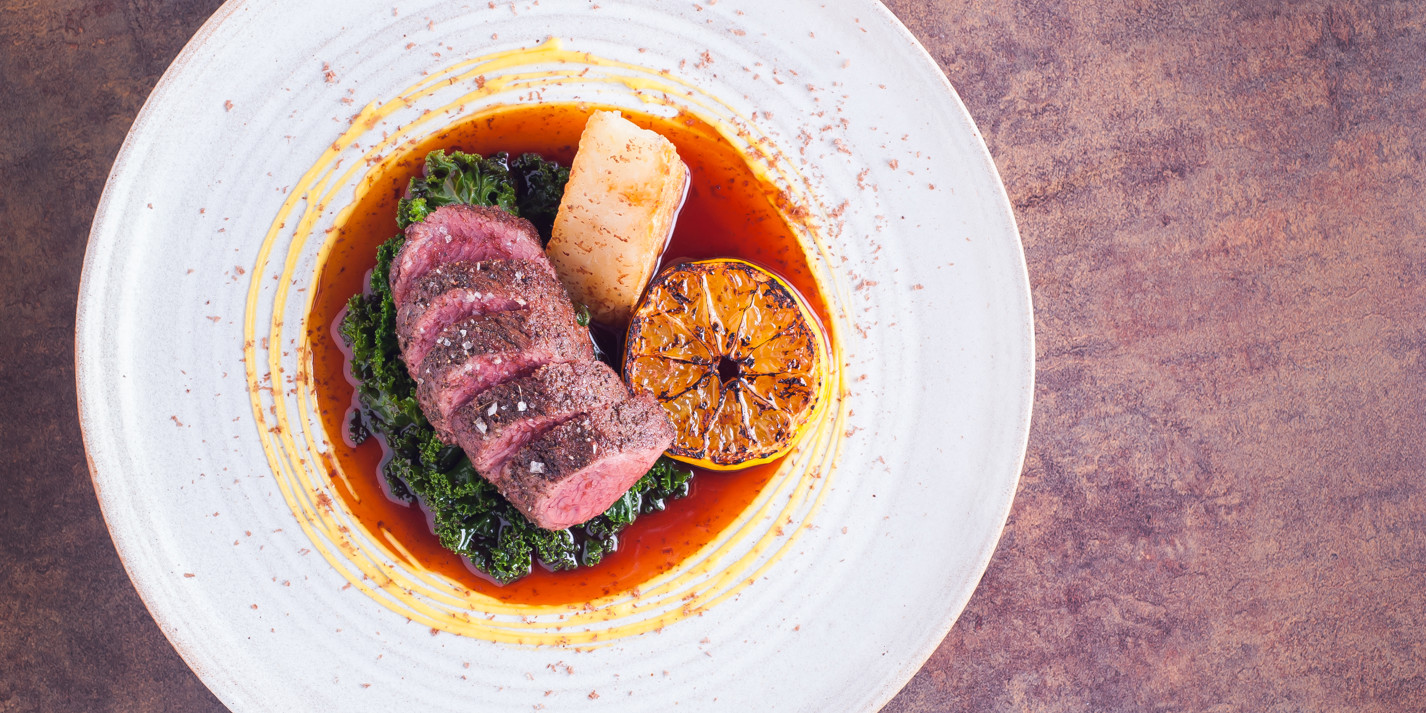 image of Sous Vide Venison Loin With Juniper, Potato Rösti and Charred Clementine recipe by Great British Chefs