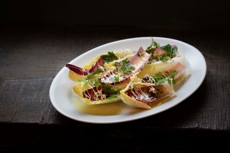 Chicory salad with manchego and anchovy dressing