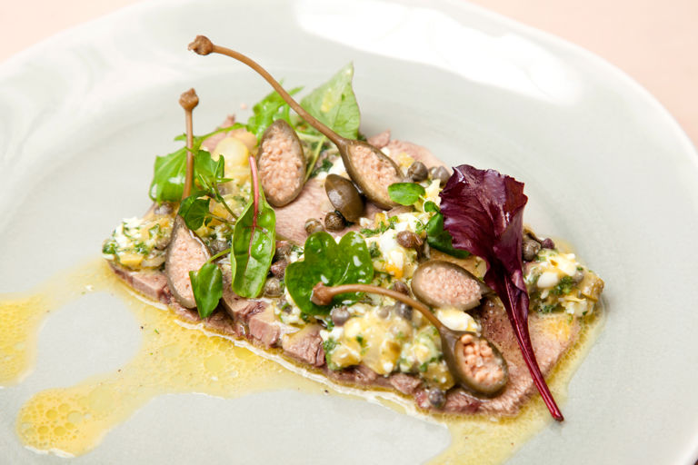 Beef tongue with caper sauce