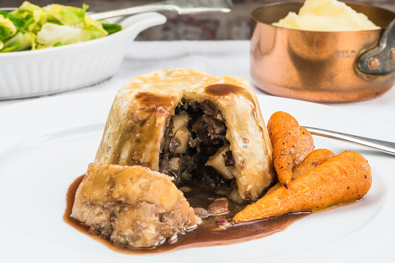 Venison, celeriac and mushroom pudding