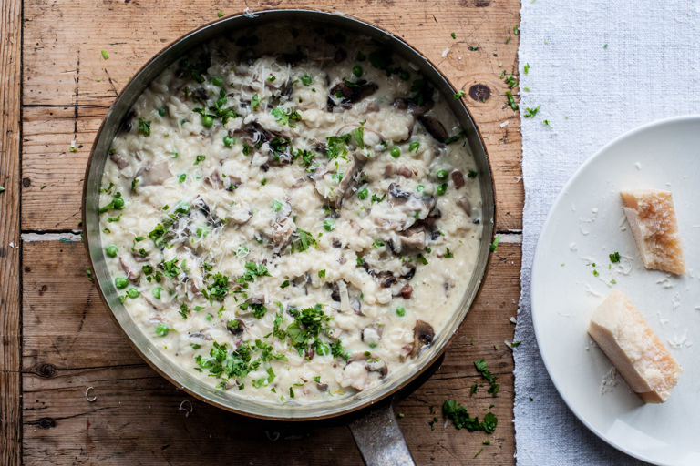 Pea and pancetta risotto