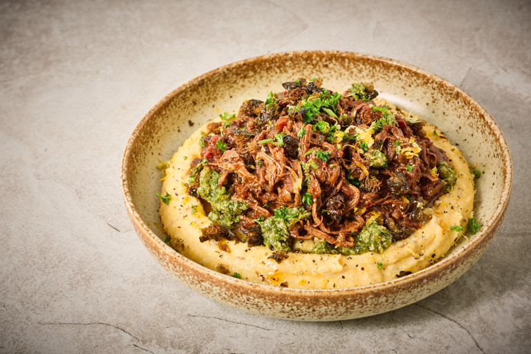 Braised brisket with chocolate, chilli and crispy capers
