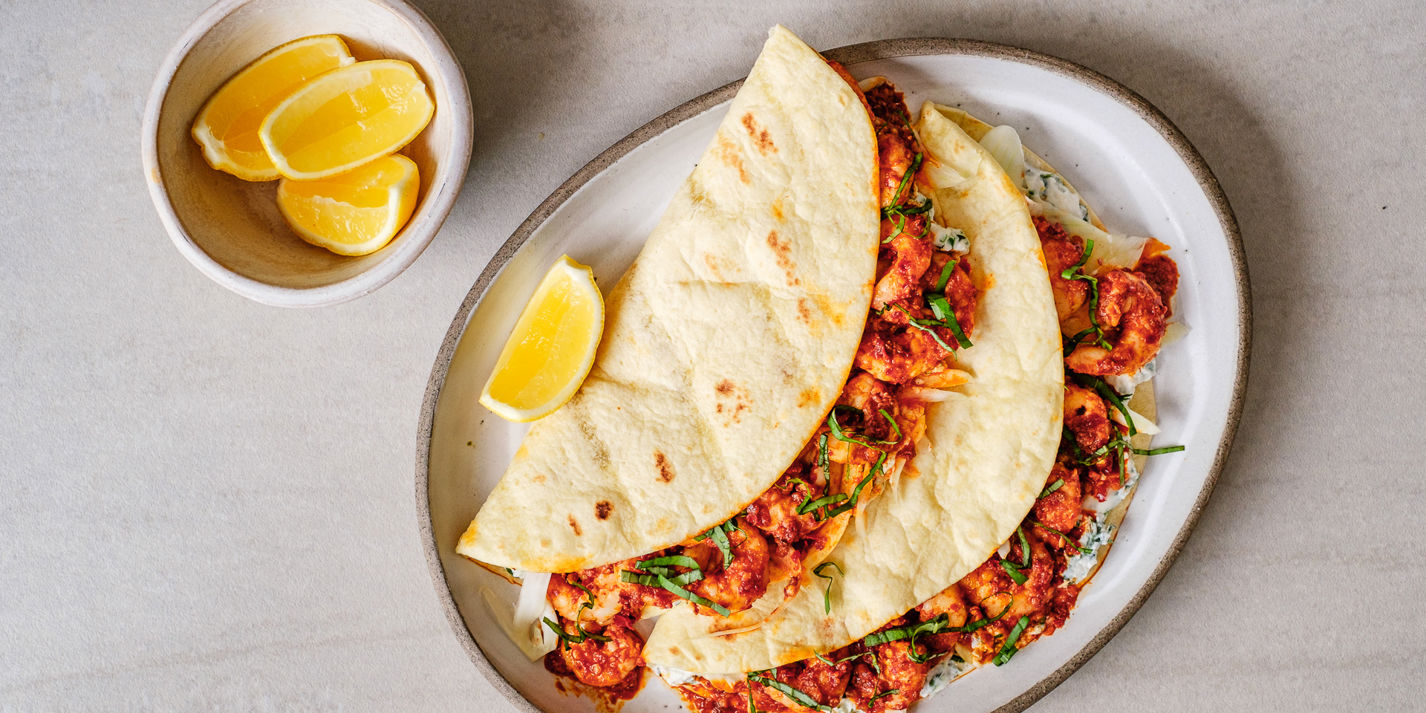 'Nduja Spiced Prawns, Ricotta and Fennel Piadina Recipe Great British