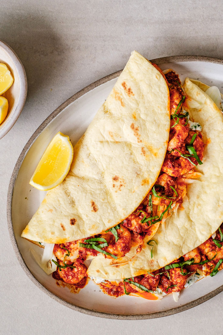 'Nduja Spiced Prawns, Ricotta and Fennel Piadina Recipe Great British