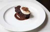 Chocolate mousse cake with liquorice ganache and sweet cream