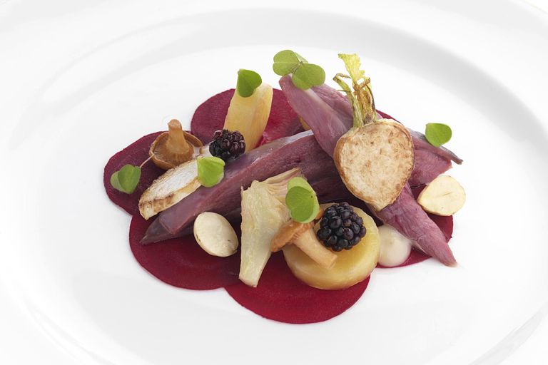 Grouse with beetroot