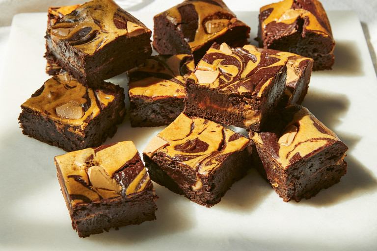 Treacle, mocha and blonde chocolate brownies
